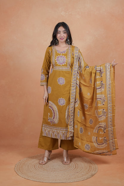 Ethnic Motif Printed Salwar Suit Set
