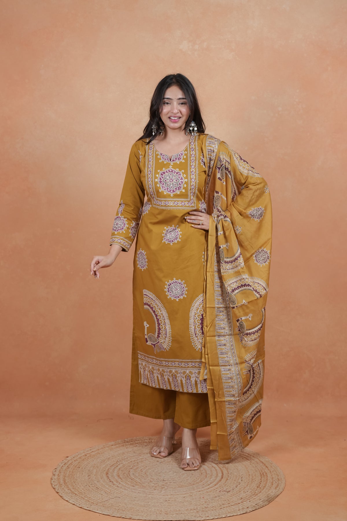 Ethnic Motif Printed Salwar Suit Set
