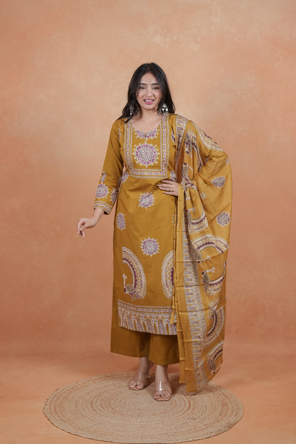 Ethnic Motif Printed Salwar Suit Set