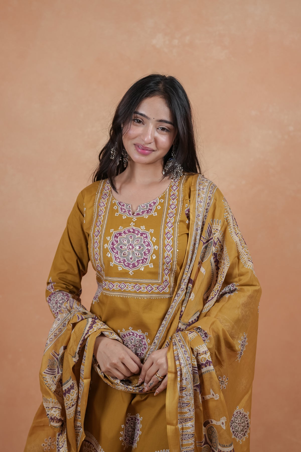 Ethnic Motif Printed Salwar Suit Set