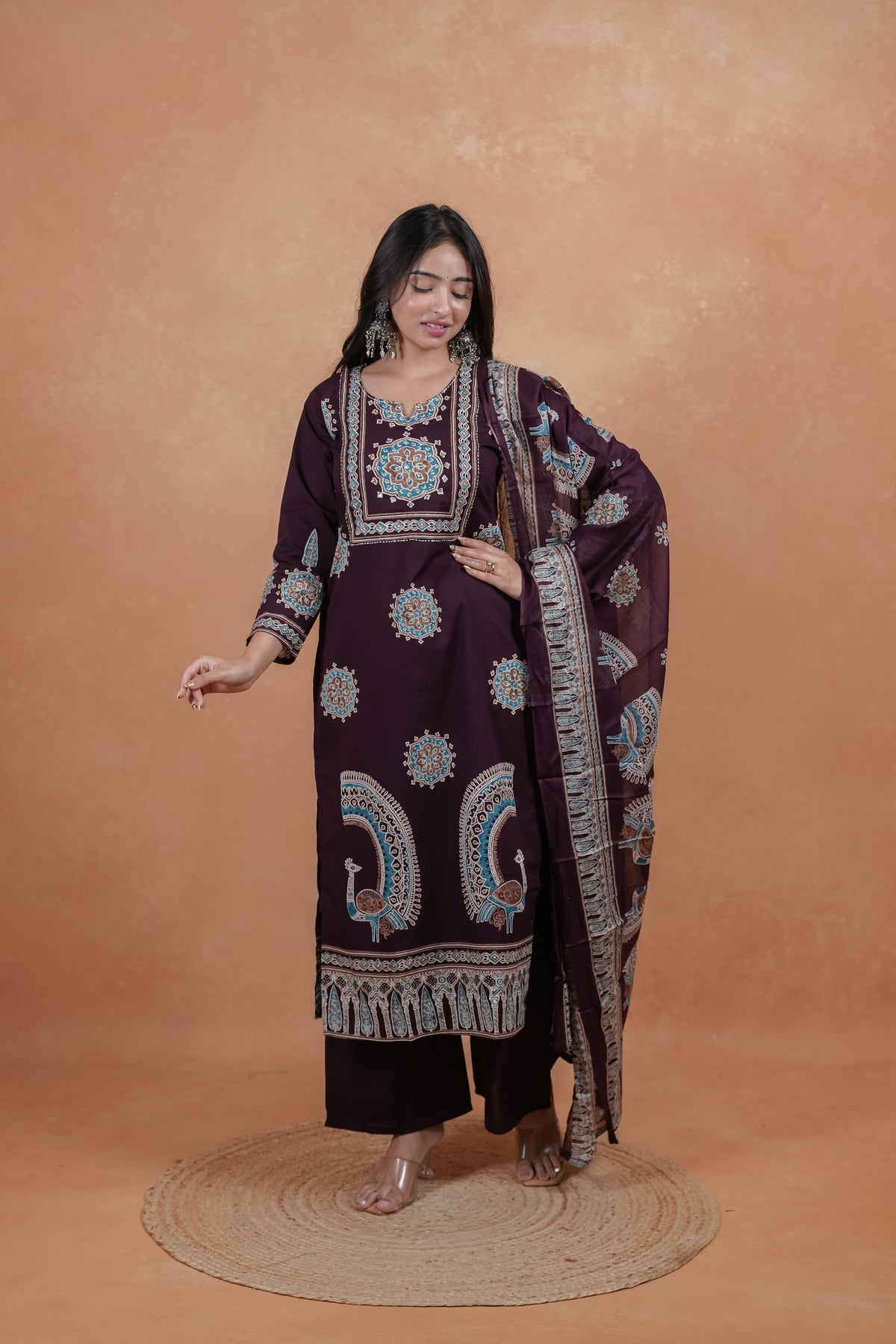 Ethnic Motif Printed Salwar Suit Set
